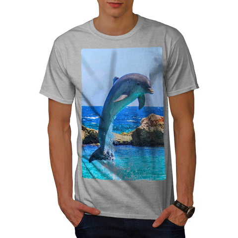 Funny Jumping Dolphin Mens T-Shirt