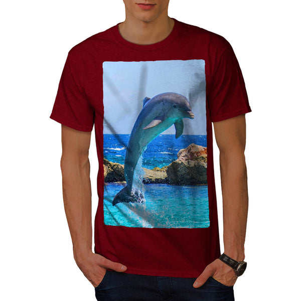 Funny Jumping Dolphin Mens T-Shirt