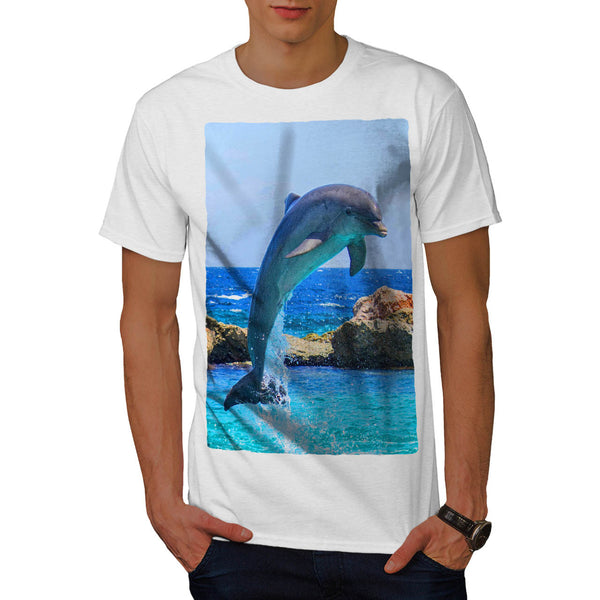 Funny Jumping Dolphin Mens T-Shirt