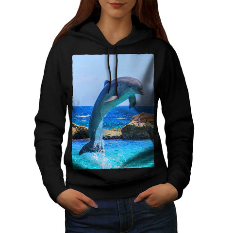 Funny Jumping Dolphin Womens Hoodie