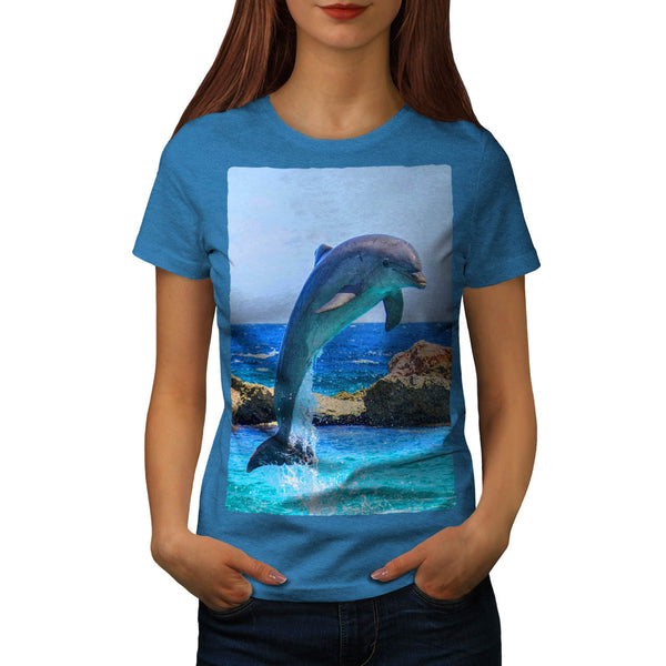 Funny Jumping Dolphin Womens T-Shirt