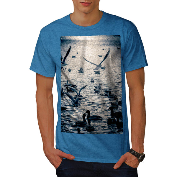 Bird Over The Water Mens T-Shirt