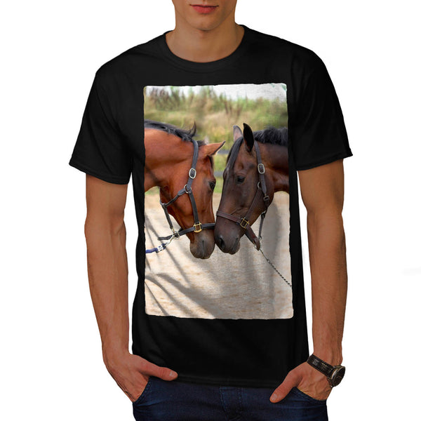 Friendly Cute Horses Mens T-Shirt