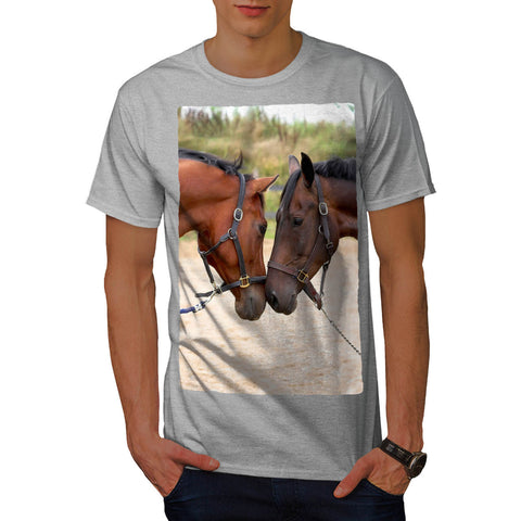 Friendly Cute Horses Mens T-Shirt