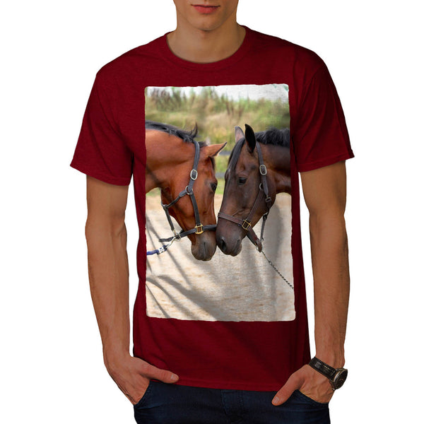 Friendly Cute Horses Mens T-Shirt