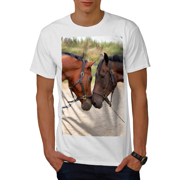 Friendly Cute Horses Mens T-Shirt