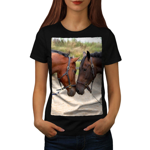 Friendly Cute Horses Womens T-Shirt