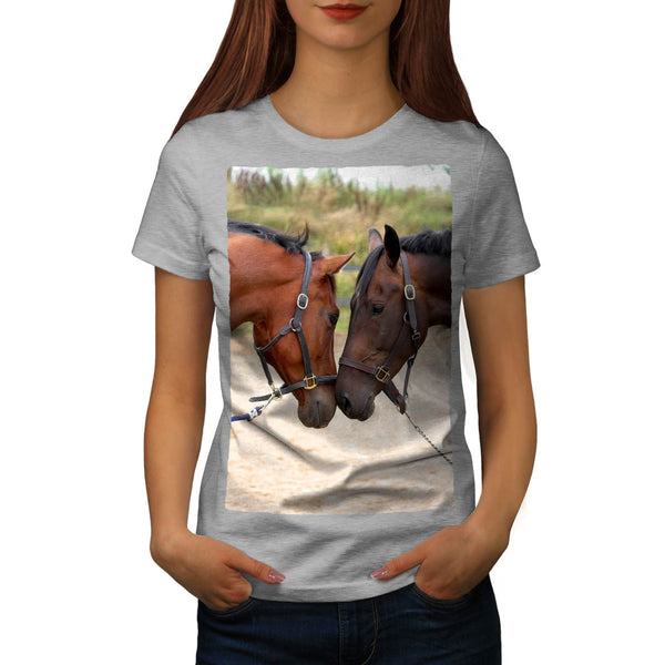 Friendly Cute Horses Womens T-Shirt