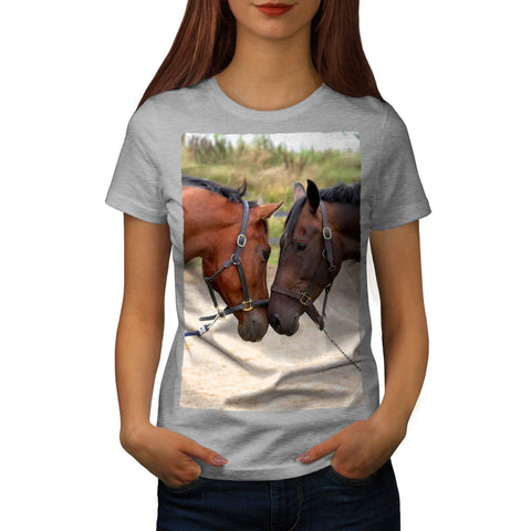 Friendly Cute Horses Womens T-Shirt