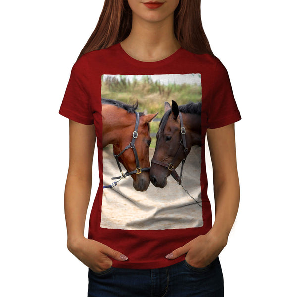 Friendly Cute Horses Womens T-Shirt