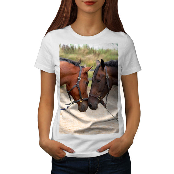 Friendly Cute Horses Womens T-Shirt