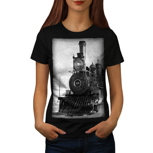 Retro Train Picture Womens T-Shirt