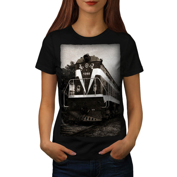 Retro Train Picture Womens T-Shirt