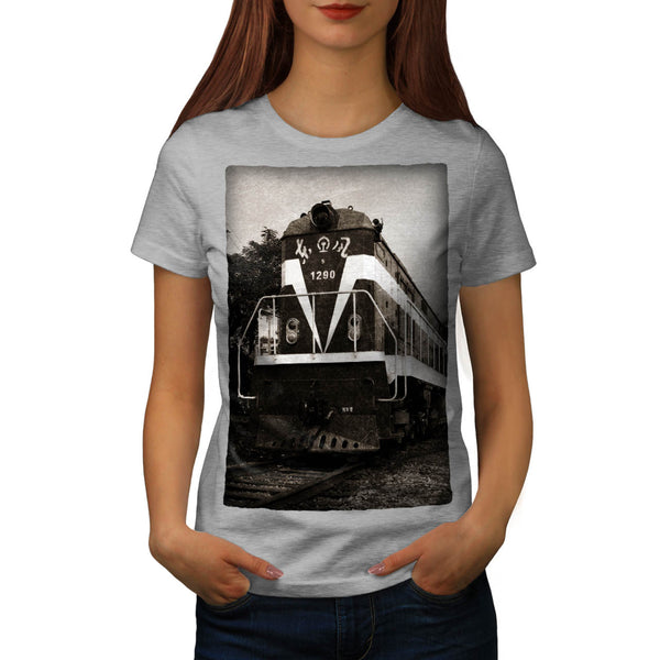 Retro Train Picture Womens T-Shirt