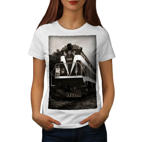 Retro Train Picture Womens T-Shirt