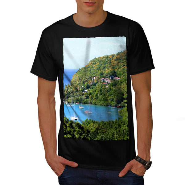 Boats Seashore Mens T-Shirt