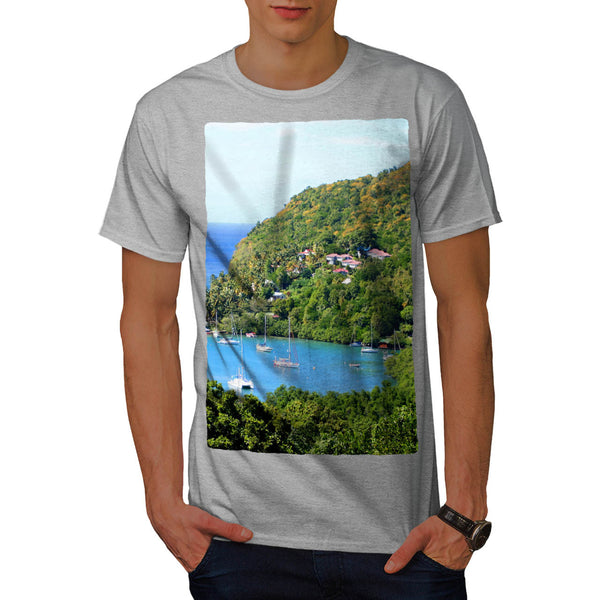 Boats Seashore Mens T-Shirt