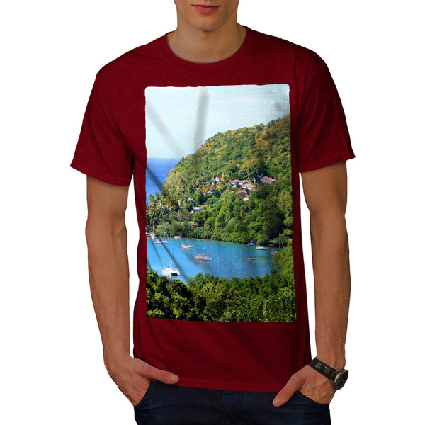 Boats Seashore Mens T-Shirt