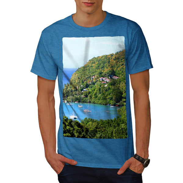 Boats Seashore Mens T-Shirt