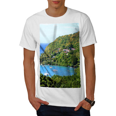 Boats Seashore Mens T-Shirt