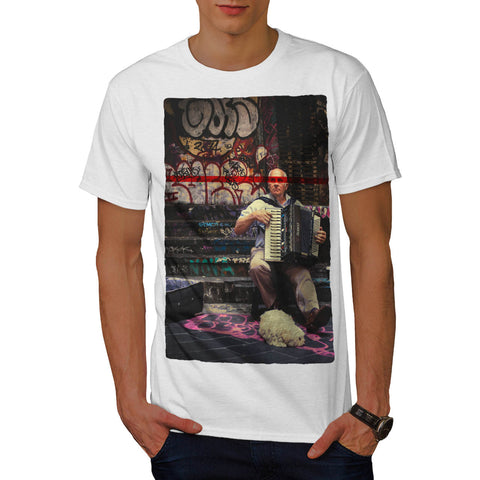 Man Plays Accordion Mens T-Shirt