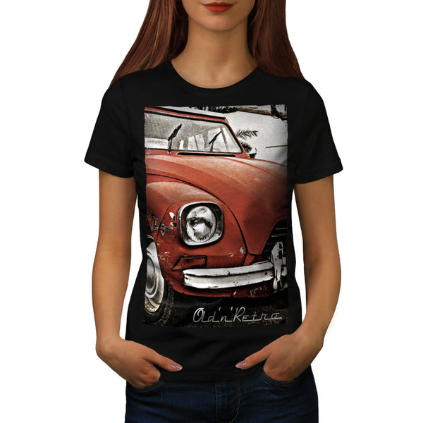 Retro Red Car Womens T-Shirt