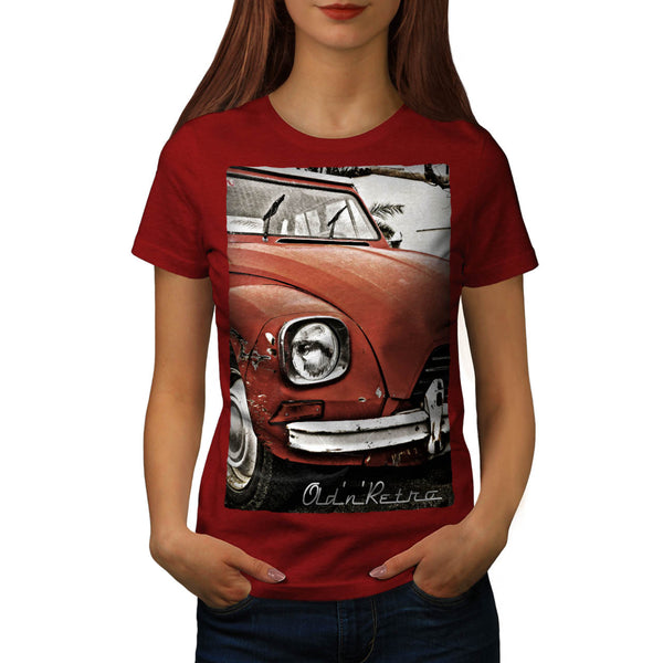 Retro Red Car Womens T-Shirt