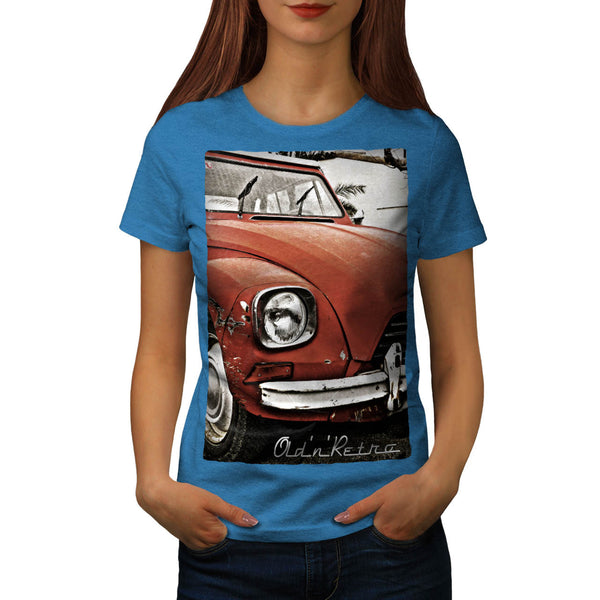 Retro Red Car Womens T-Shirt