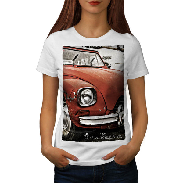 Retro Red Car Womens T-Shirt