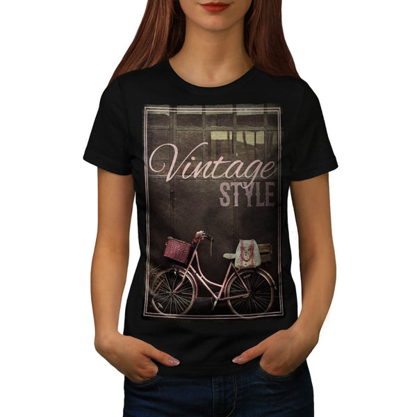 Vintage Pink Bike Womens T-Shirt