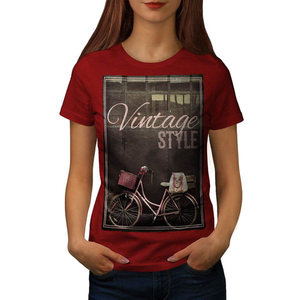 Vintage Pink Bike Womens T-Shirt