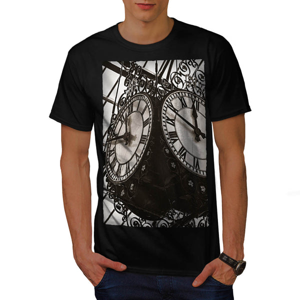 Train Station Clock Mens T-Shirt