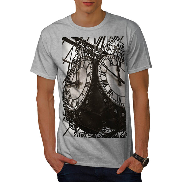 Train Station Clock Mens T-Shirt