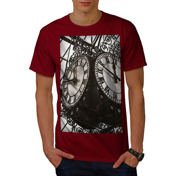 Train Station Clock Mens T-Shirt