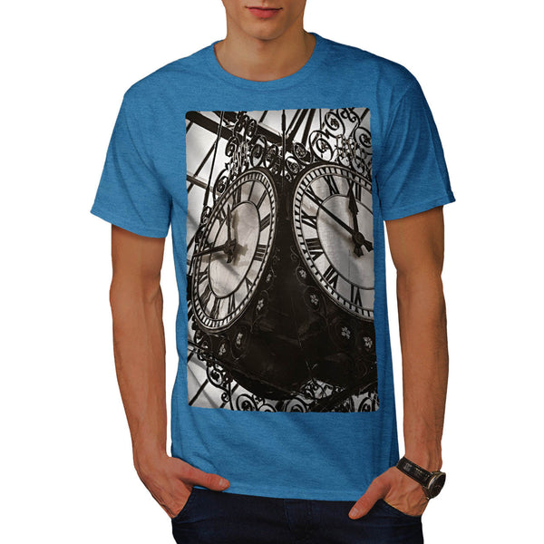 Train Station Clock Mens T-Shirt
