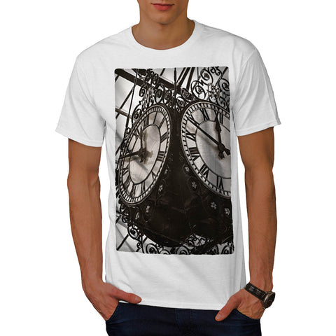 Train Station Clock Mens T-Shirt