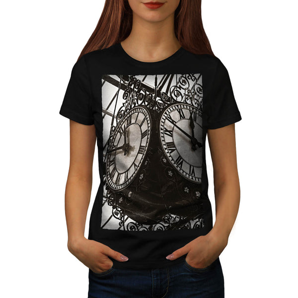 Train Station Clock Womens T-Shirt