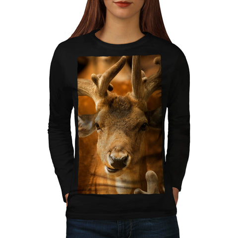Funny Deer Animal Womens Long Sleeve T-Shirt