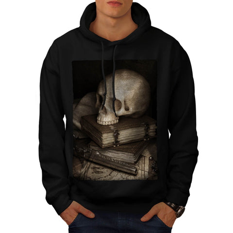 Library Skull Vintage Mens Hoodie