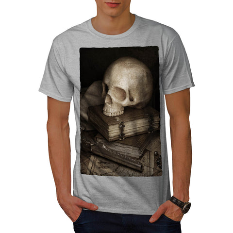 Library Skull Vintage Mens T-Shirt