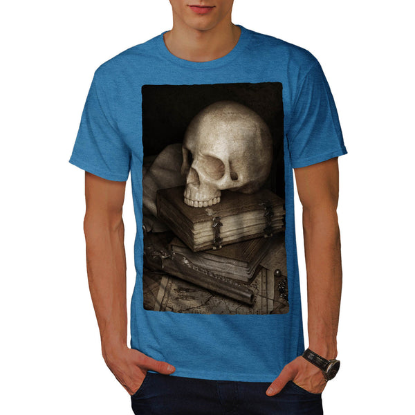 Library Skull Vintage Mens T-Shirt