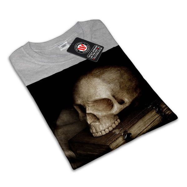 Library Skull Vintage Womens T-Shirt