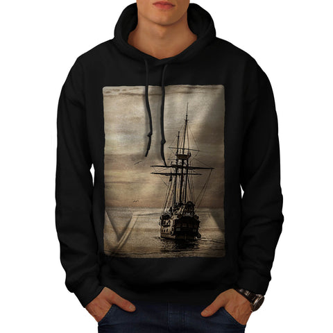 Old Sailboat Panorama Mens Hoodie