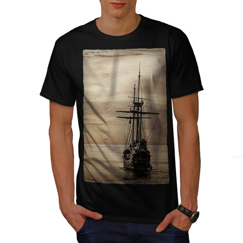Old Sailboat Panorama Mens T-Shirt