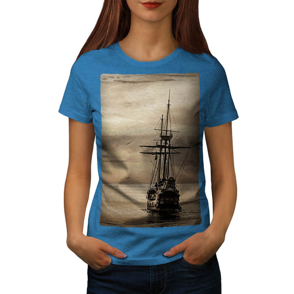 Old Sailboat Panorama Womens T-Shirt