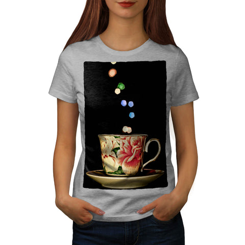 Tea Time Flower Cup Womens T-Shirt