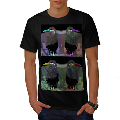 Black Bird In Collage Mens T-Shirt