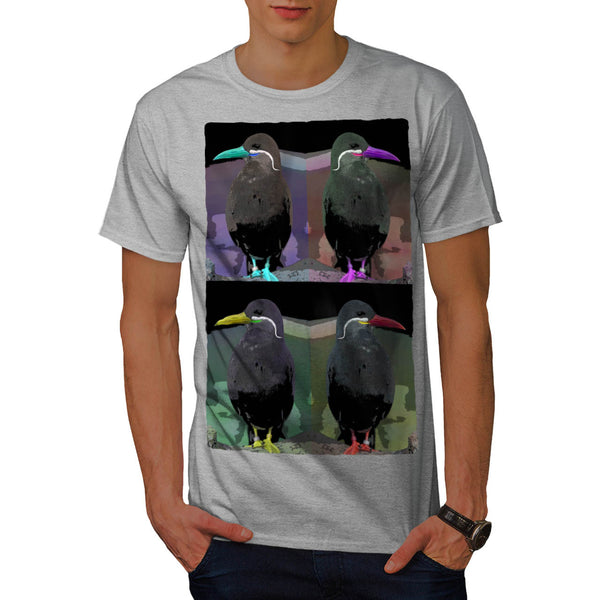 Black Bird In Collage Mens T-Shirt