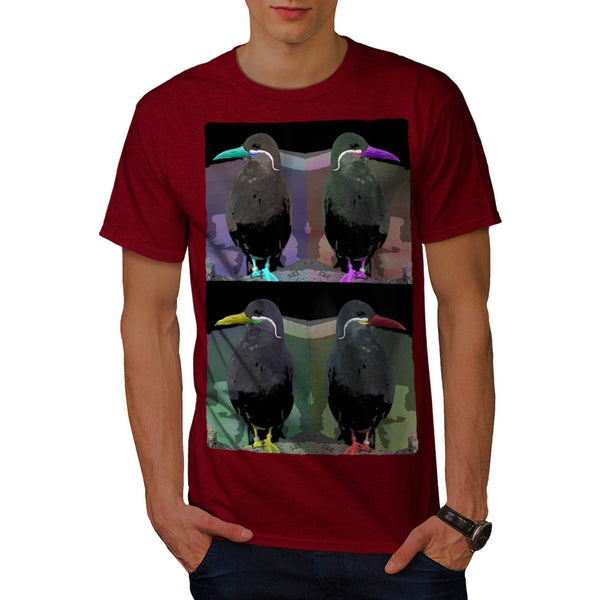 Black Bird In Collage Mens T-Shirt