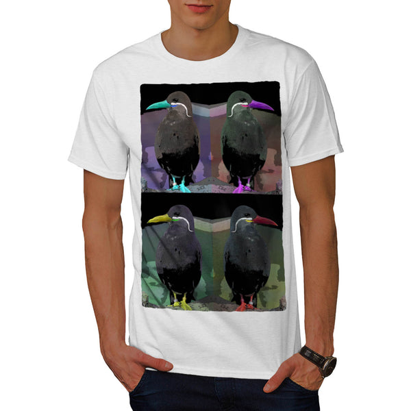 Black Bird In Collage Mens T-Shirt